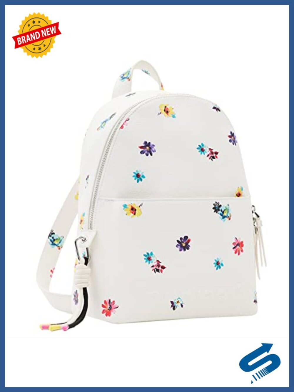 PU Floral Print Backpack Mini Laptop Travel One Compartment Hand Wash